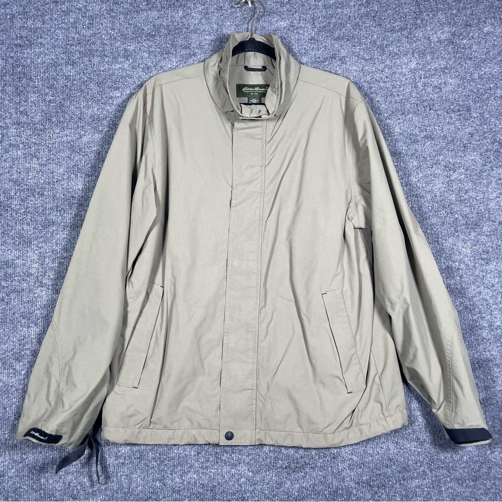Eddie Bauer Men’s Medium Green/ Tan Fleece Lined Jacket Active Hiking Gorpcore‎